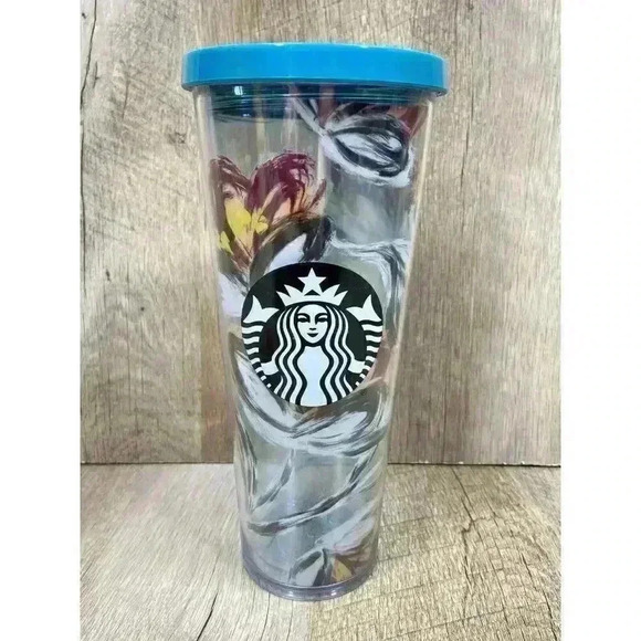 2019 Starbucks Peony Flower Floral Tumbler Venti Cold Cup 24 oz No Straw - Picture 2 of 11